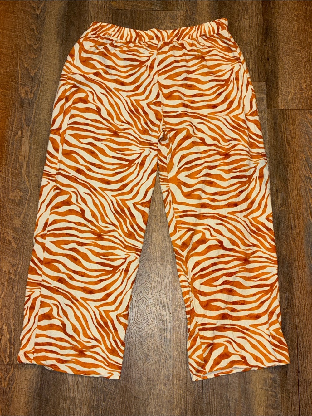 Women's Orange Zebra Print Pull-On Casual Pants
